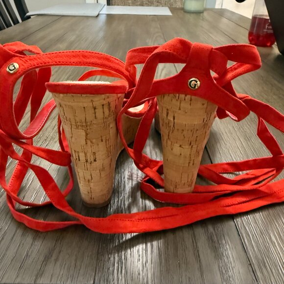 Guess Treacy Wedge Sandals “Red” Sz 8W - Picture 4 of 6